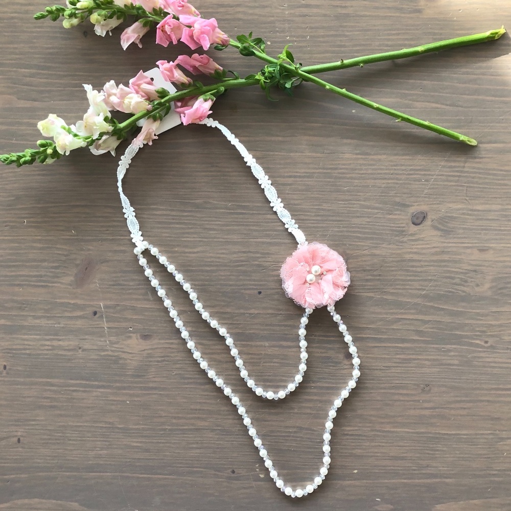 Children's Pearl Necklace with Flower